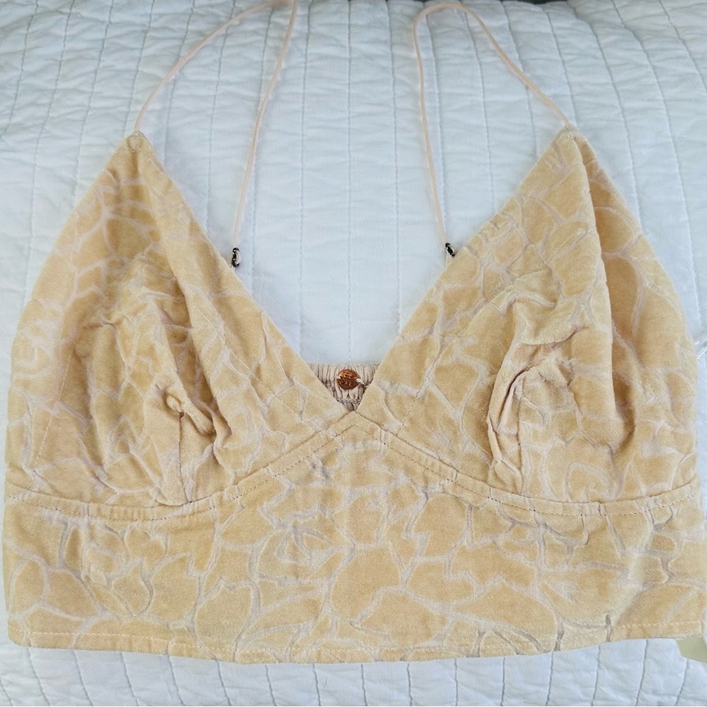 NWT, Free People One, Carrie Flocked Bralette, Size Medium
